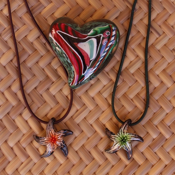 Lampwork artistic glass pendant and necklace - Picture 3 of 6